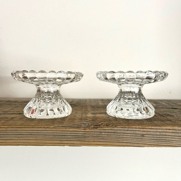 Clear glass candle holders for tapered candles - Picture 1 of 5
